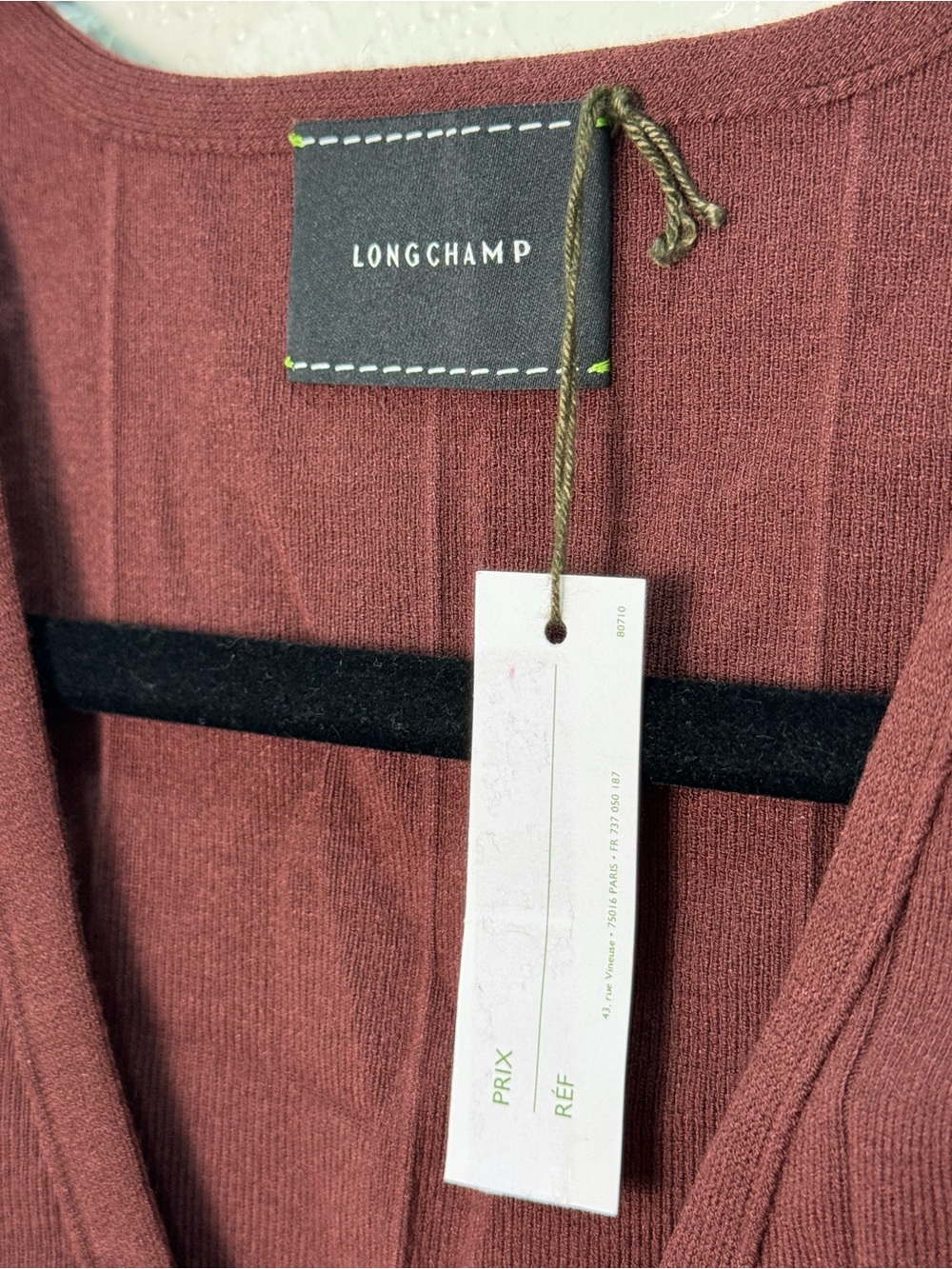 Longchamp SS26 Knit 2 Piece Set S Burgundy Crop Top Fringe Midi Skirt Italy - Picture 4 of 15